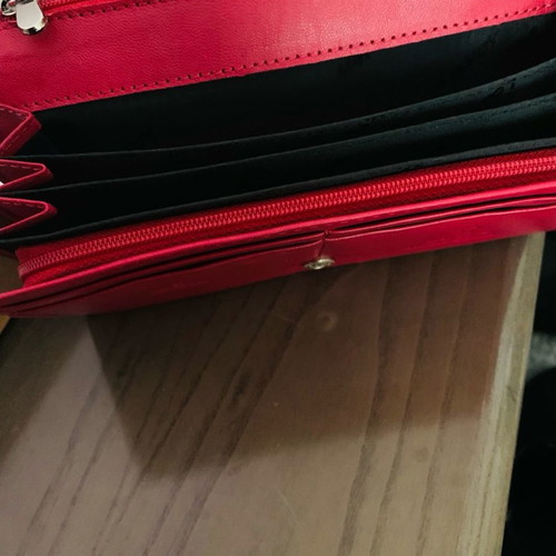 Lavor leather wallet new, large size, red color