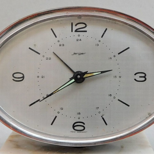 Jerger wind-up alarm clock with vintage marble base