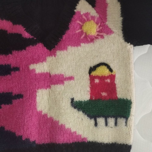 Baby handmade wool sweater like new, black and pink