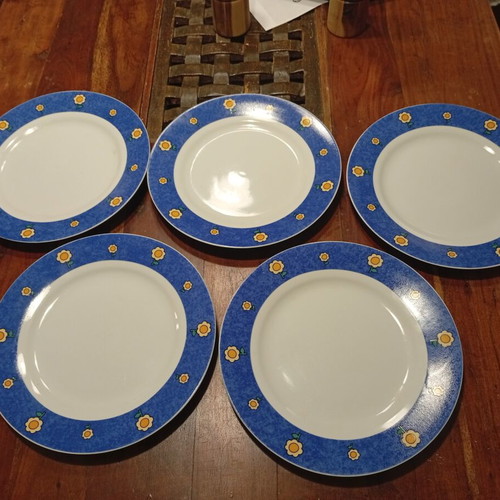 Primerose Fine Porcelain dinner plates set of 5 vintage floral design like new
