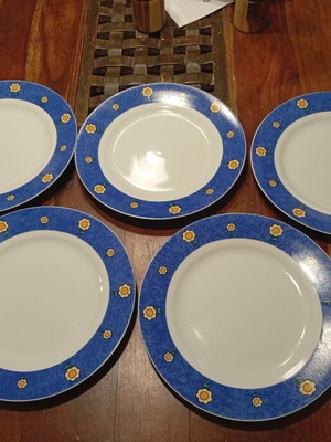 Primerose Fine Porcelain dinner plates set of 5 vintage floral design like new