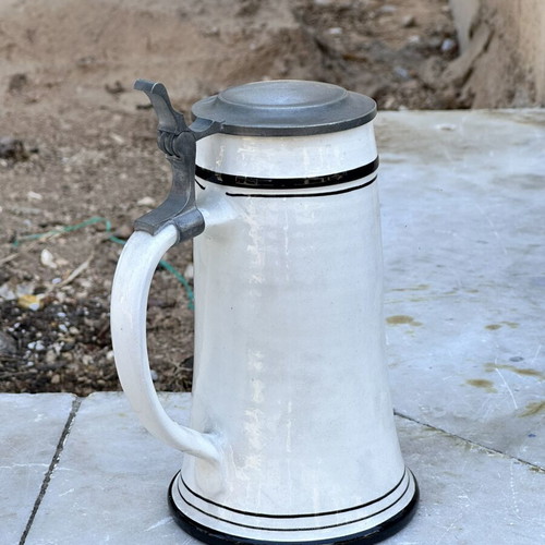 Vintage Czech Beer Stein with Pewter Lid used, collectible