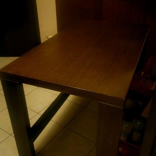 Solid wood office desk used, dark chocolate color