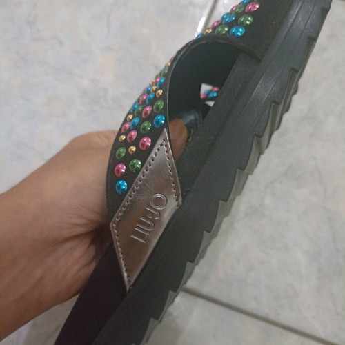 Liu Jo sandals new, black with colorful crisscross strap