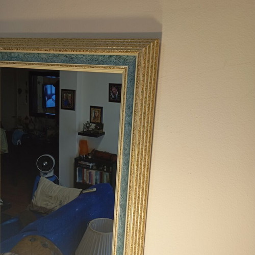 Vintage rectangular wall mirror used with handmade wooden frame