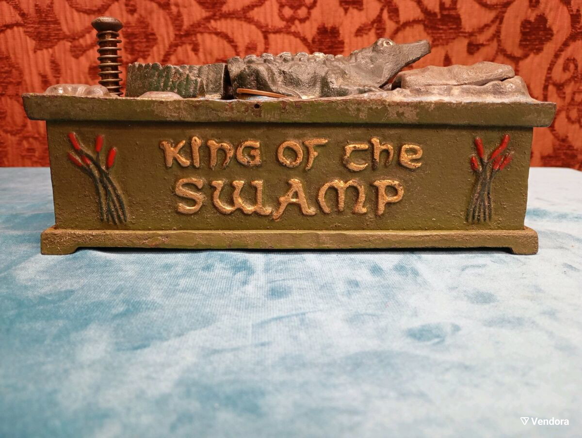 Αντίκα κουμπαράς χυτοσίδηρος King of the Swamp Alligator μεταχειρισμένος