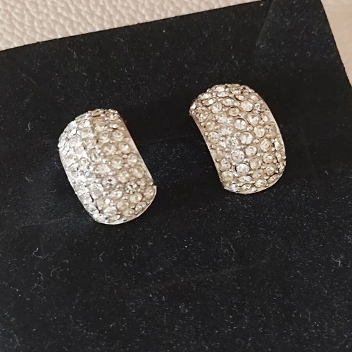 Christian Dior vintage earrings silver plated with Swarovski crystals like new