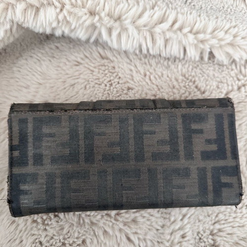 Fendi FF Zucca Monogram wallet used, vintage, black-brown