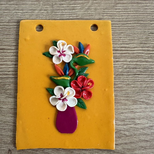 Flowers and vases wall decor like new, handmade from polymer clay
