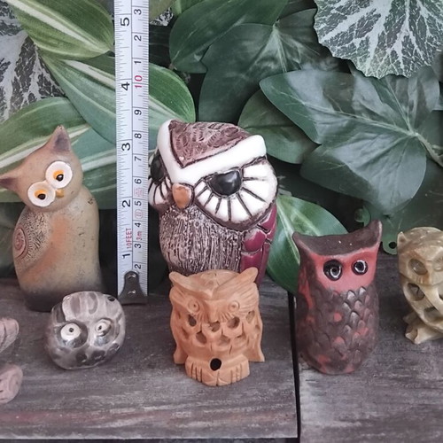 Decorative owl collection, pack of 6, like new, marble and ceramics