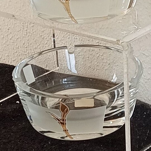 Set of 2 Tagie crystal ashtrays new, 12 cm diameter, SP Crystal 24%
