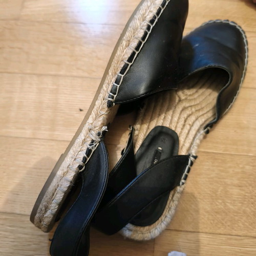 Zara slingback espadrilles size 38 used, black faux leather