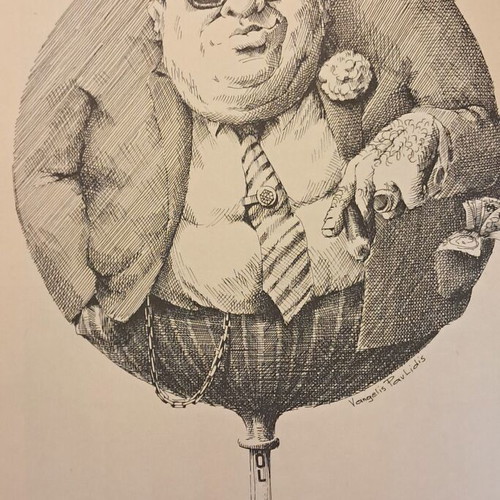 Epta Chronia Grousoyzia book used, political cartoons by Vangelis Pavlidis