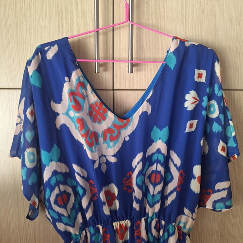 Maxi dress new, beige and blue, size L
