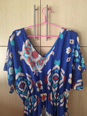 Maxi dress new, beige and blue, size L