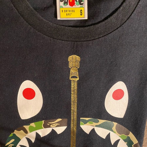 Ανδρική μπλούζα Bape small μεταχειρισμένη, μαύρη με zip gold shark