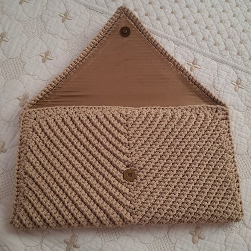 Handmade Crocheted Purse with Lining and Elastic Mesh