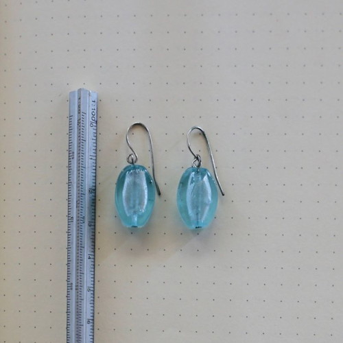 Earrings with blue oval used