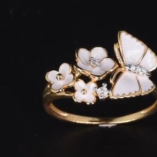 Women's silver 925 ring new with white and gold enamel