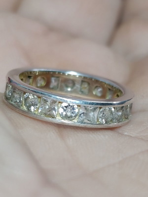Silver 925 Princess and Round Cut Full Band Ring used, size 53