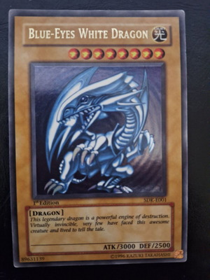 Κάρτα Blue-Eyes White Dragon καινούργια, Mint, Ultra Rare, 1st Edition