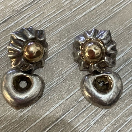 Silver-gold earrings 925 with 14k gold