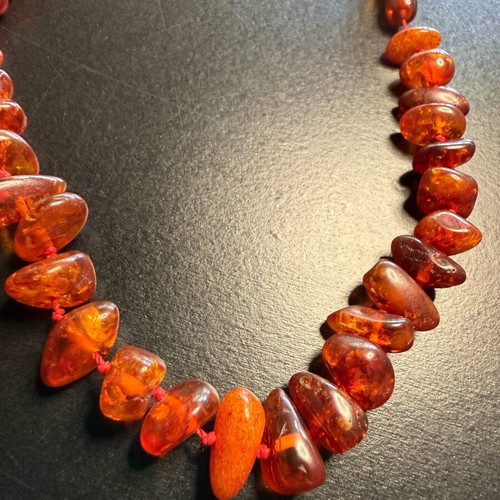 Amber necklace used, orange