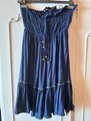 Φόρεμα Regalinas βαμβακερό strapless μεταχειρισμένο, μπλε, μέγεθος one size