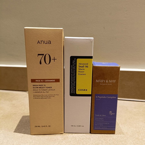 Korean Skincare Set new, Anua toner, COSRX essence, Mary&May serum