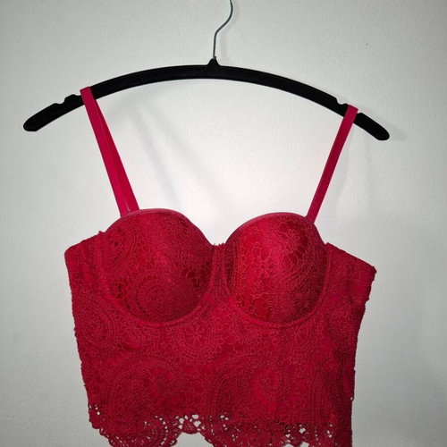 Women's Red Wine corset blouse like new with lace and padding
