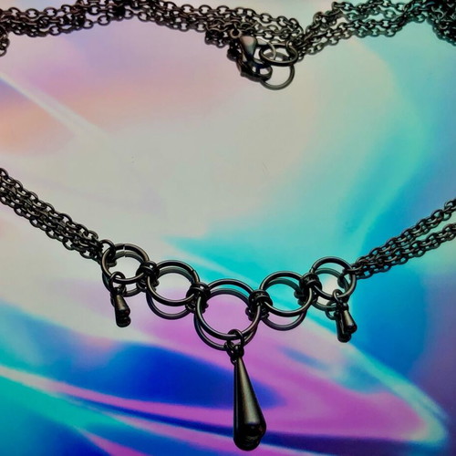 Handmade stainless steel punk necklace new silver color