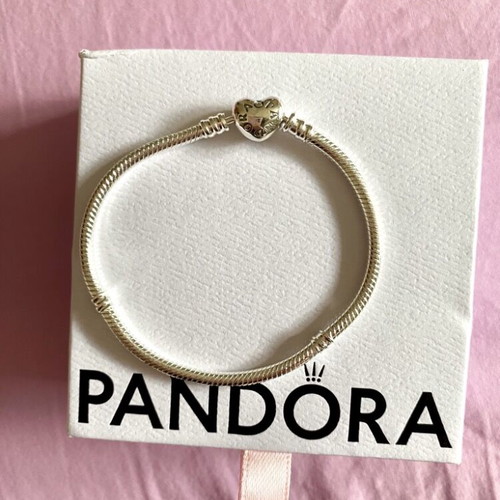 Pandora silver bracelet with heart clasp