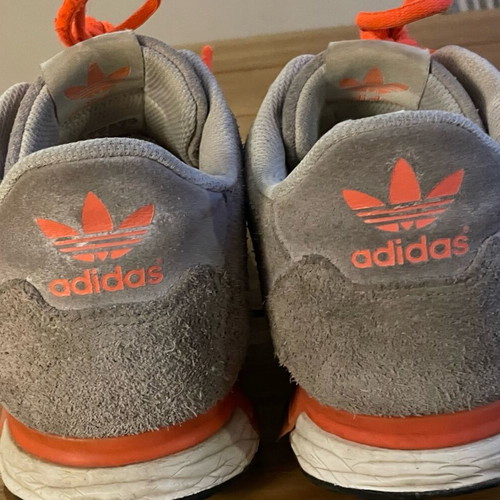 Adidas men's grey sports shoes with orange laces size 44.5