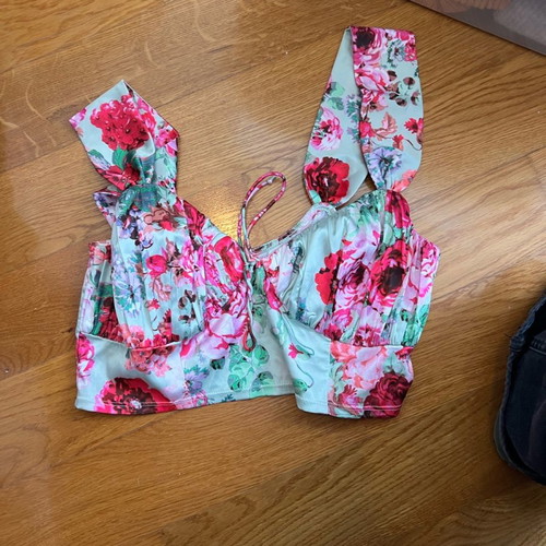 For Love & Lemons satin top multicolor new size M