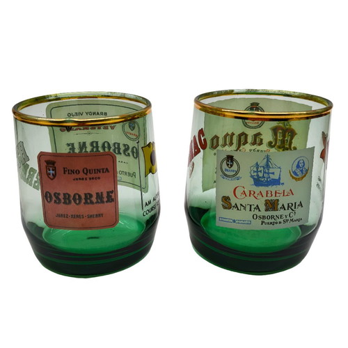 Set of 2 vintage Osborne brandy vermouth glasses 1960s used