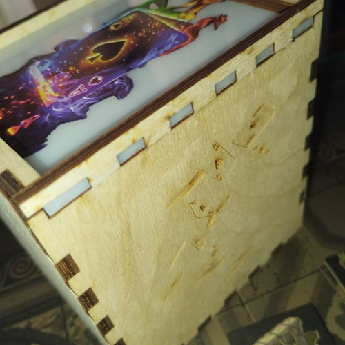 Custom wooden playing card box with acrylic sliding lid