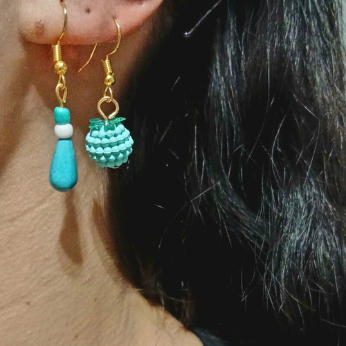 Handmade earrings with turquoise haolite drop and glass beads made to order
