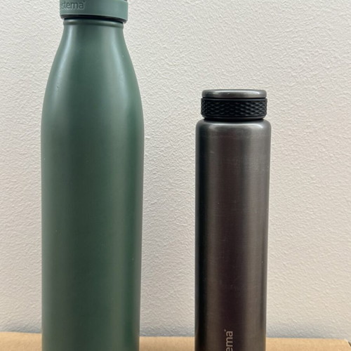 Sistema stainless steel water bottles set used, 750ml and 280ml