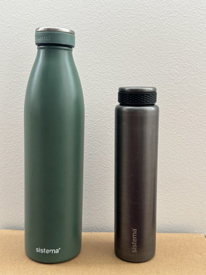 Sistema stainless steel water bottles set used, 750ml and 280ml