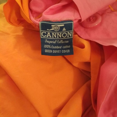 Canon double duvet cover like new, cotton, fuchsia and orange