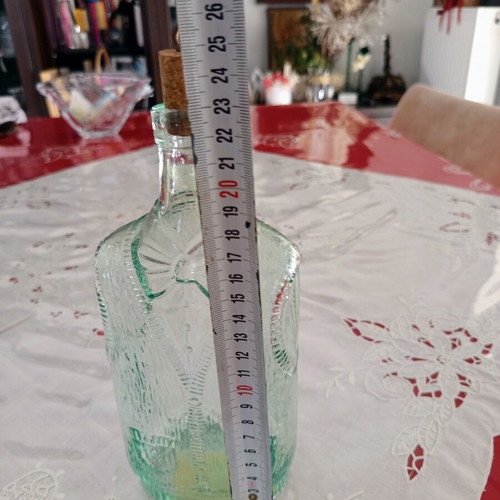 Vintage glass bottle Bormioli Rocco with vest and bow tie design, like new