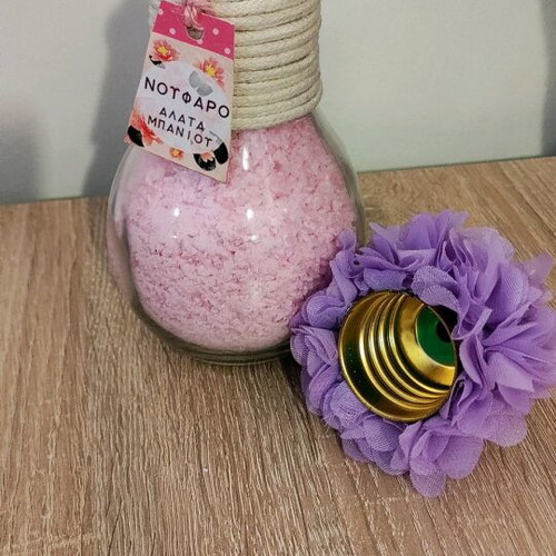 Decorative bottle with bath salts new, water lily scent