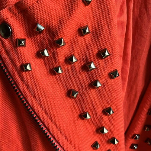 Zara red linen biker jacket like new, size 40/Large