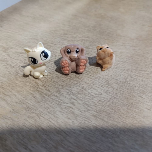 Kinder animal figures set of 3 used, velvety texture