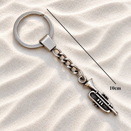 Metal Trumpet Keychain new, silver