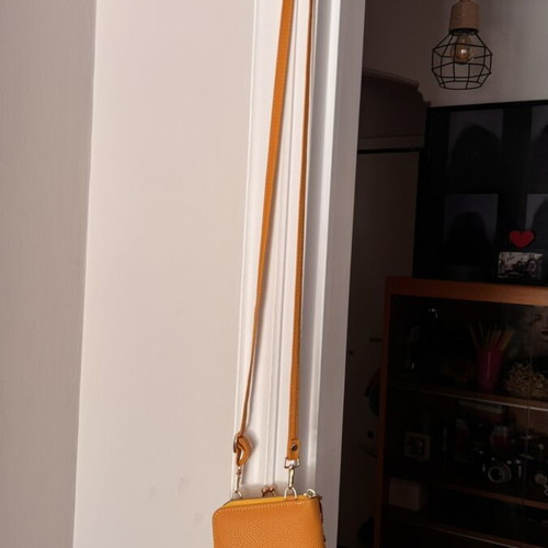 Crossbody bag with wallet and phone holder, mustard