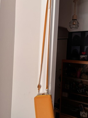 Crossbody bag with wallet and phone holder, mustard