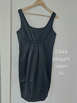 Zara black satin dress XL like new