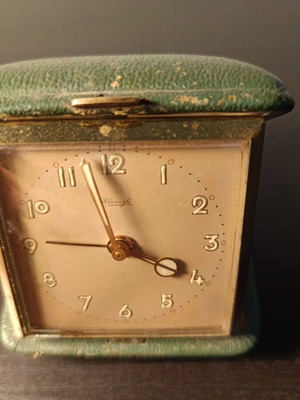 Travel alarm clock used, 1960s, moderate condition
