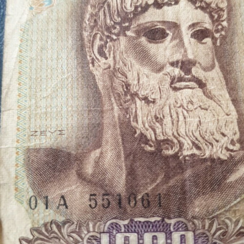 1000 Drachma Banknote 1970 used with watermark Aphrodite of Knidos